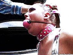 Pink babes carboot bondage and ballgagged restraints of hardcore blowjob damsel in distress giving s