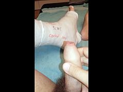 Masturbation with casted leg