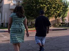 Black BBW out for a walk meets a guy and ends up fucking him