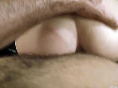 Natasha D spends her sexual energy with horny guy Rocco Siffredi in anal sex action after she takes it deep in her mouth