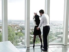 Megan looks extremely hot and the office outfit she's wearing, really suits her. This attractive brunette is in love with her boss and today, she's ready to entertain him, during work. See her crazy ass rimmed with passion and enjoy the kinky details!