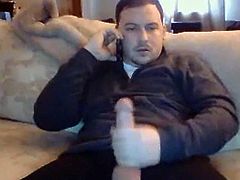 Handsome stocky dude with huge cock