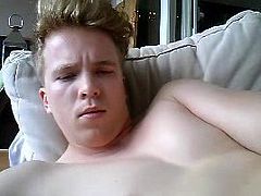 Cute German Boy Cums On His Face & Fingering His Big Ass Too