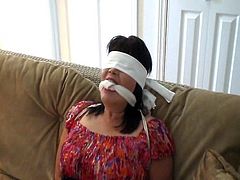 Monica blindfolded tied and gagged