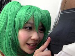 Don't miss this fun-filled Japanese Cosplay video. Pretty Ruka Kanae, looked beautiful in this sexy costume and her actions were equally kinky. She tongue-kissed her partner and checked the size of his cock. The sexy actions didn't end here, she offered him passionate blowjob and much more.