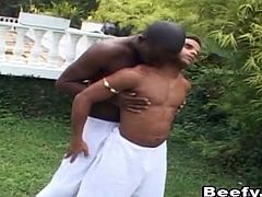 Two Huge Black Beefy Gay Wants to Explore To Garden And Fuck Hard.Goliath And Petite Muscled Beefy Gay Bareback Hardcore In The Garden