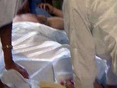 Hot blonde nurses eat each other then one fucks lucky man