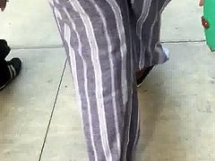 Bbw booty granny in stripped pants