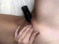 Playing with my black dildo.