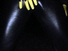 Rubber Glove, jewelry and leather pants tight