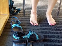 Candid College Girl with Pretty Pink Toes