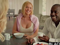 Mature milf Brandi Love, decided to taste big black cock and seduced Joss Lescaf. Her big boobs and perfect round ass made him crazy, and he gently approached her. After sucking his cock for some time, they entered the bedroom, to begin hardcore fucking session. Hot interracial stuff!!!