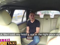Female Fake Taxi Busty blonde rides studs cock