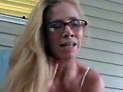 Milf shows pussy and tits
