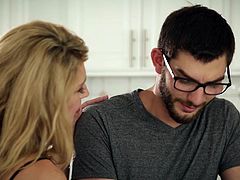 lucky guy gets a blowjob from his stepmom