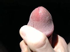 Masturbation with pre cum close up