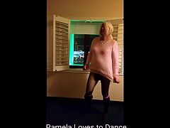 Dancing Pamela Tgirl in black pantyhose
