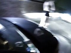 Policeman fucks inked babe ball deep over car bonnet
