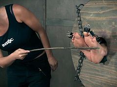 Hey, guys! You asked for something special and unusual, and we have already prepared for you just such a thing. Never before have we tried this extraordinary bondage device and for London River this is also the first time. We took one huge wooden barrel, one sexy babe and lots of clamps, and see what we got...