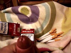 Huge cumshot after fucking my cigarette pussy