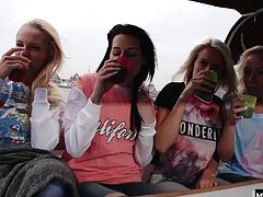 Like good European whores and bffs they are eager to pleasure each others pussies. Luckily today they are getting on a boat where they can munch on carpet with no one watching but you