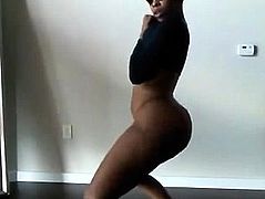 Sexy ebony babe with big ass fucks black guy