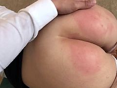 Stunning girl spanked by her Daddy