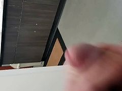 Public toilet wanking and cumming outsoors