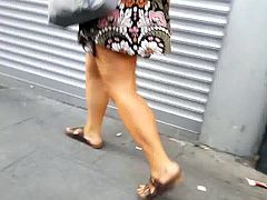 thick legging fr sexy walking in short skirt