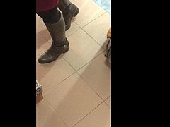 Girlfriend's boots cummed (she wears them)