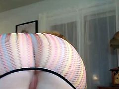 She is an babe with hot huge ass and perfect curves! She is shaking it with a music and dancing, you can see her hairy ginger pussy thru that transparent skit! She really needs to behave and dress better, her boobs are so visible and want to go on party like that!