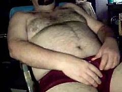 Hairy bear jacking off