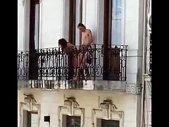 Couple fucking on the balcony