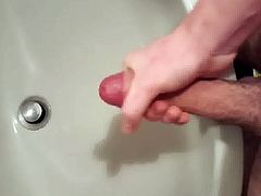 quick cum in bath while best friend sits in the living room