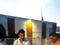 Spanish drunk fucking on the street with two men