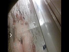 Spanish teen having a shower