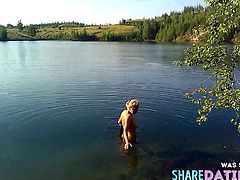 Friend's wife in the summer lake