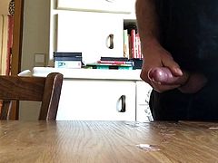 Cumshot in kitchen