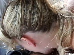 Lusty blonde hooker filmed on camera sucking and fucking