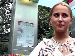 cute beauty blonde german teen picked up from street for her first video sex tape