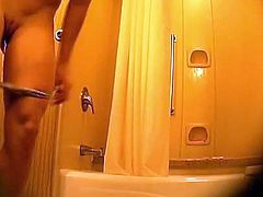 In and out of shower, hidden cam