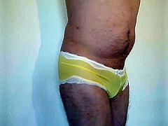 0056 crossdresser yellow hotpants bitch tights men naked for
