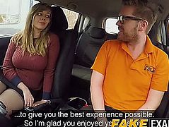 Curvy uk skank madison stuart group-fucked at driving school car