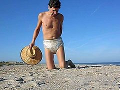 Joewee In diapers and Plastic pants on the beach