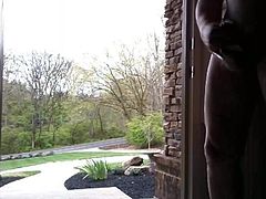 Precum Dripping At Open Front Door