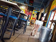 Candid voyeur hot blonde teen waitress