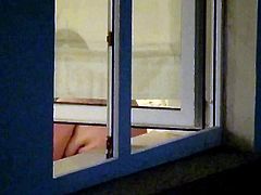 Chubby nerd voyeured in open window: My neighbour