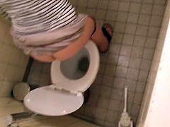 Peeing MILF Toilet Voyeur 8 - HD - Over Stall - Brunette