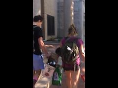 Candid - Nice ass coed on walk of shame