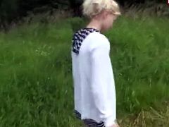 Hot blonde slut getting fucked outdoors